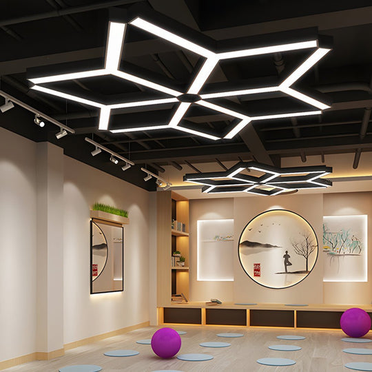 4 Pcs Modern Y-Shaped Linear LED Office Pendant Lights