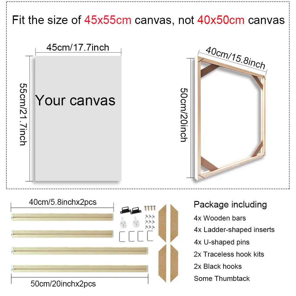 Solid Wood Canvas Stretcher Frame DIY Kit Multiple Sizes