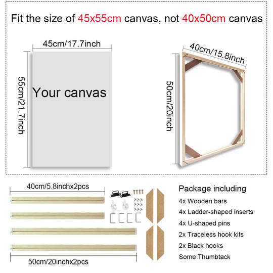 Solid Wood Canvas Stretcher Frame DIY Kit Multiple Sizes