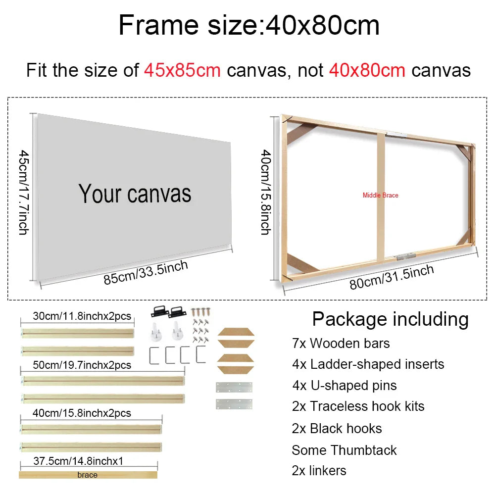 Solid Wood Canvas Stretcher Frame DIY Kit Multiple Sizes