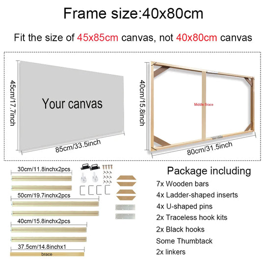 Solid Wood Canvas Stretcher Frame DIY Kit Multiple Sizes