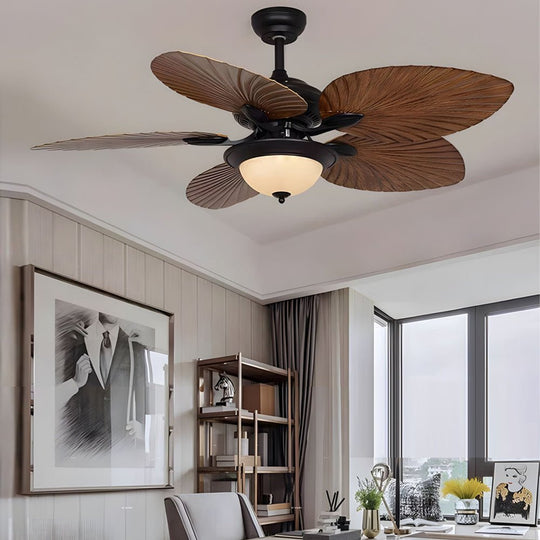 42/52-Inch Tropical 5-Blade Reversible Ceiling Fan Light with Remote