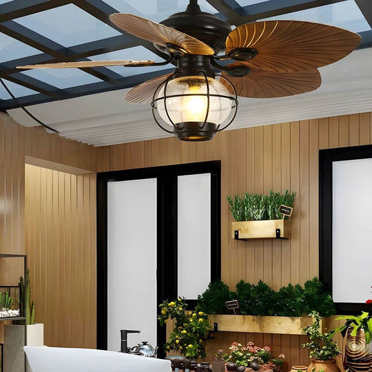 42/52-Inch Tropical 5-Blade Reversible Ceiling Fan Light with Remote