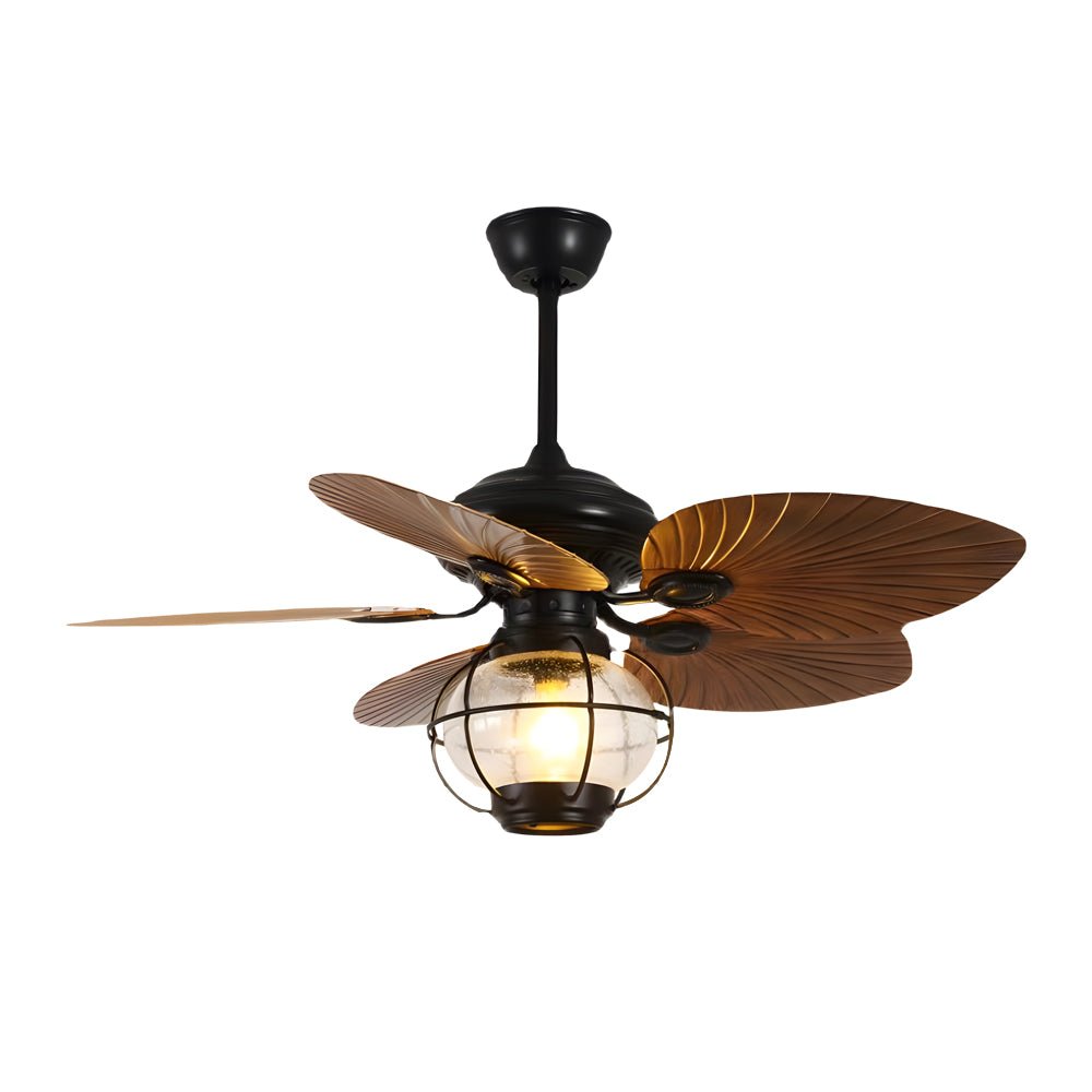 42/52-Inch Tropical 5-Blade Reversible Ceiling Fan Light with Remote