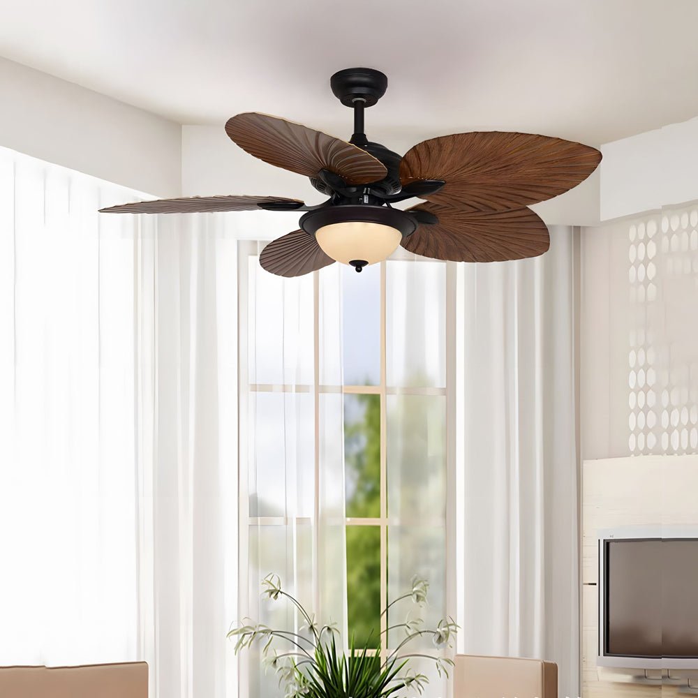 42/52-Inch Tropical 5-Blade Reversible Ceiling Fan Light with Remote