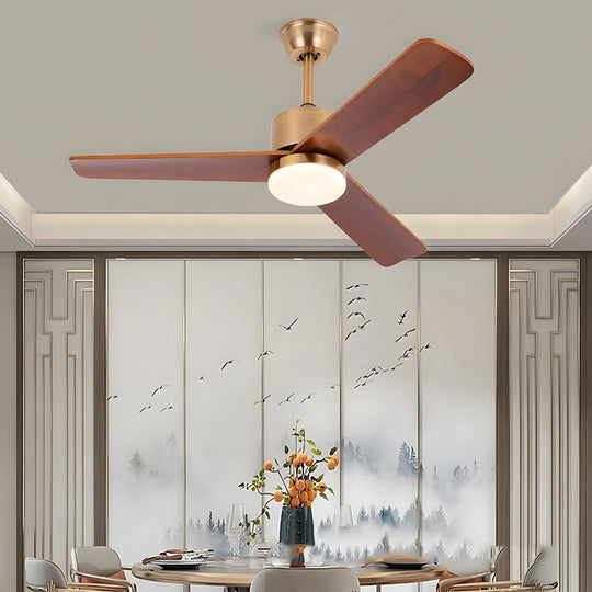 42"/52" Walnut Wood LED Ceiling Fan with Remote – 6 Speeds & 3 Color Modes