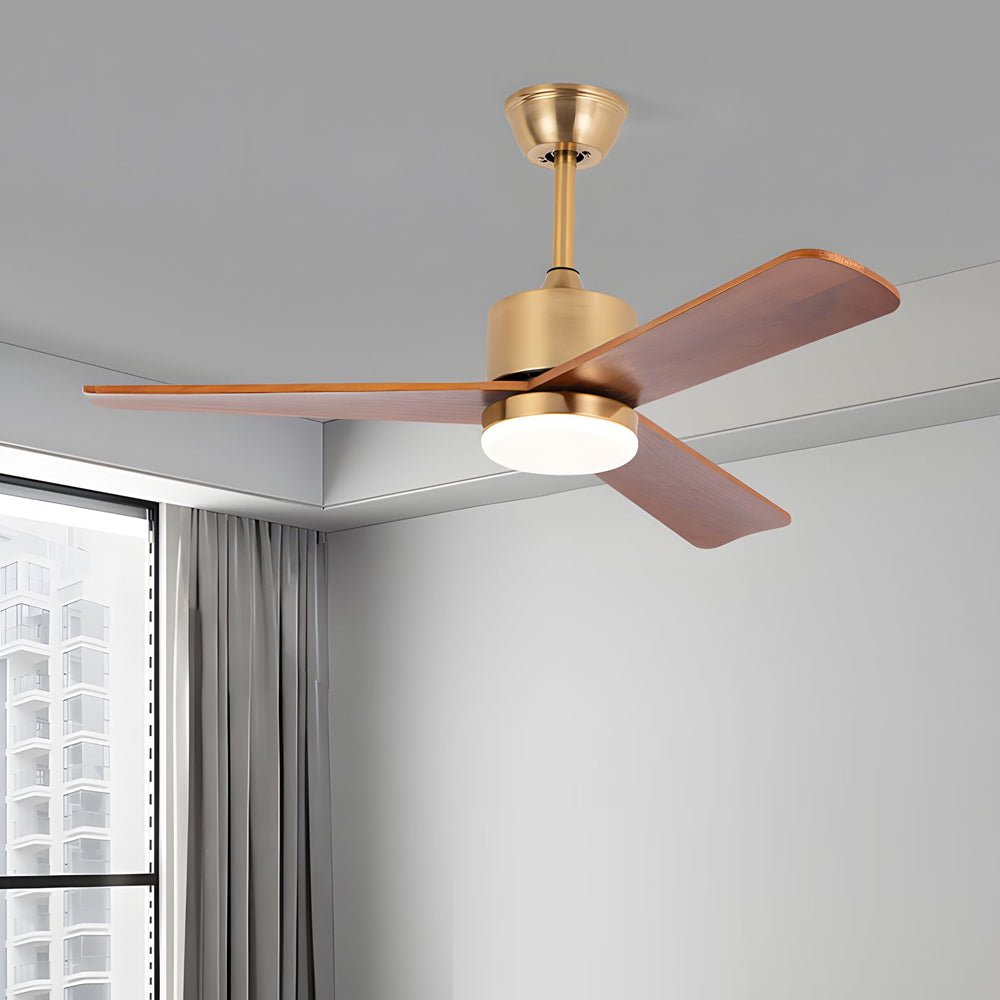 42"/52" Walnut Wood LED Ceiling Fan with Remote – 6 Speeds & 3 Color Modes