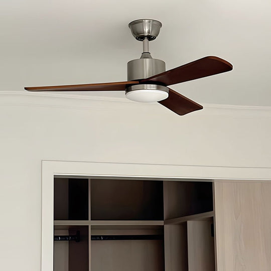 42"/52" Walnut Wood LED Ceiling Fan with Remote – 6 Speeds & 3 Color Modes