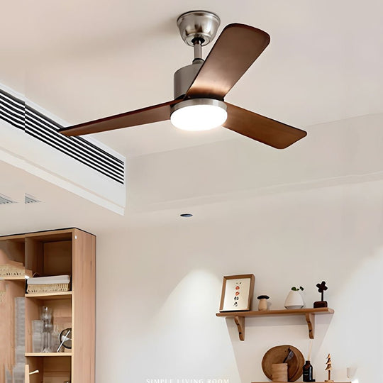 42"/52" Walnut Wood LED Ceiling Fan with Remote – 6 Speeds & 3 Color Modes