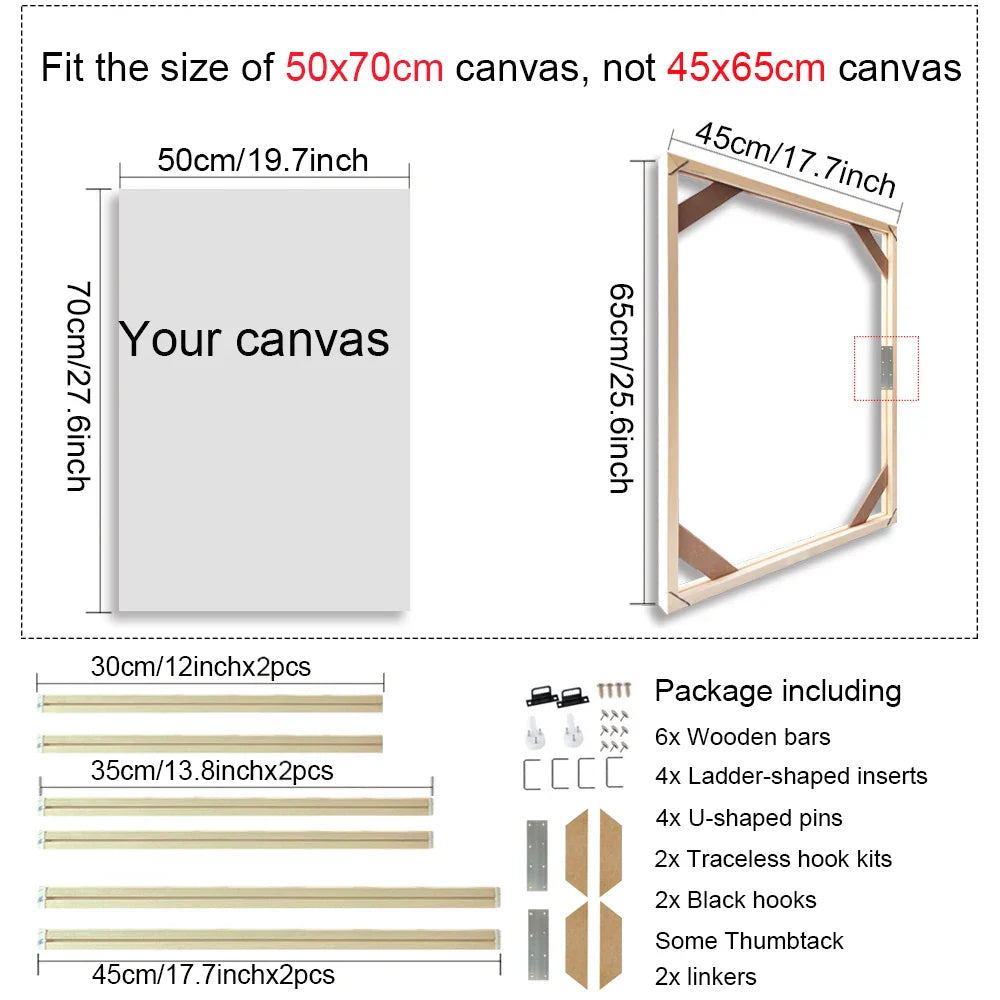 Solid Wood Canvas Stretcher Frame DIY Kit Multiple Sizes