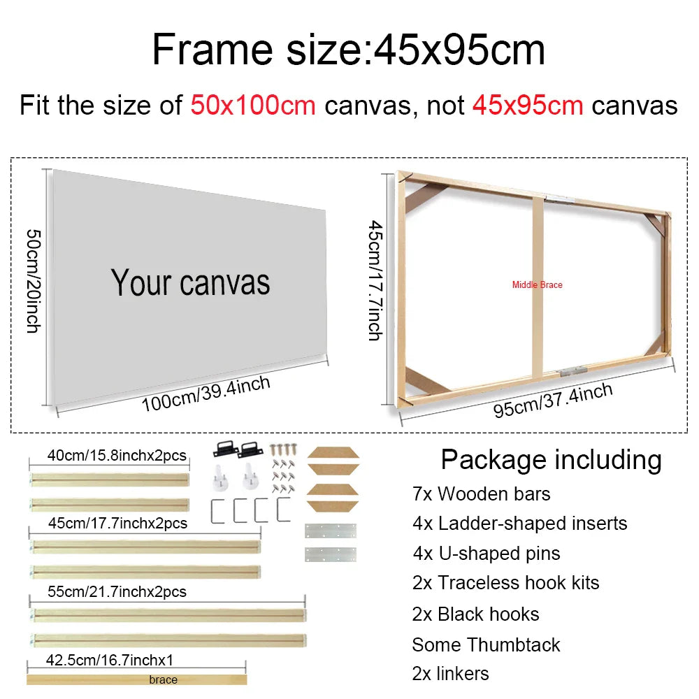 Solid Wood Canvas Stretcher Frame DIY Kit Multiple Sizes