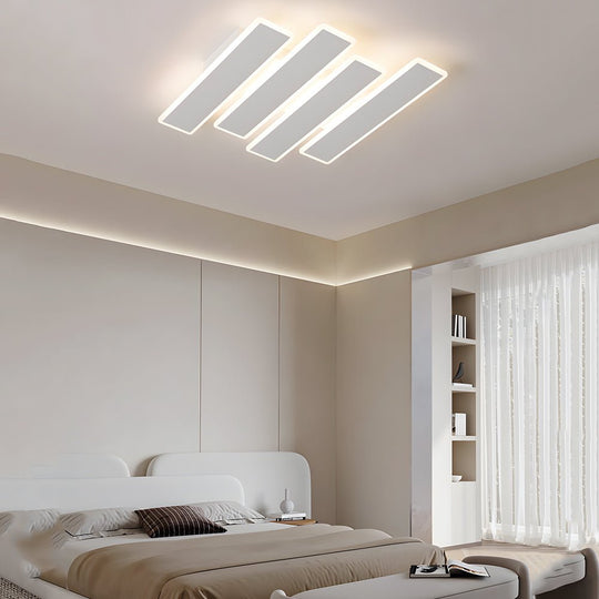 4/6-Light White Metal Line Dimmable LED Ceiling Light