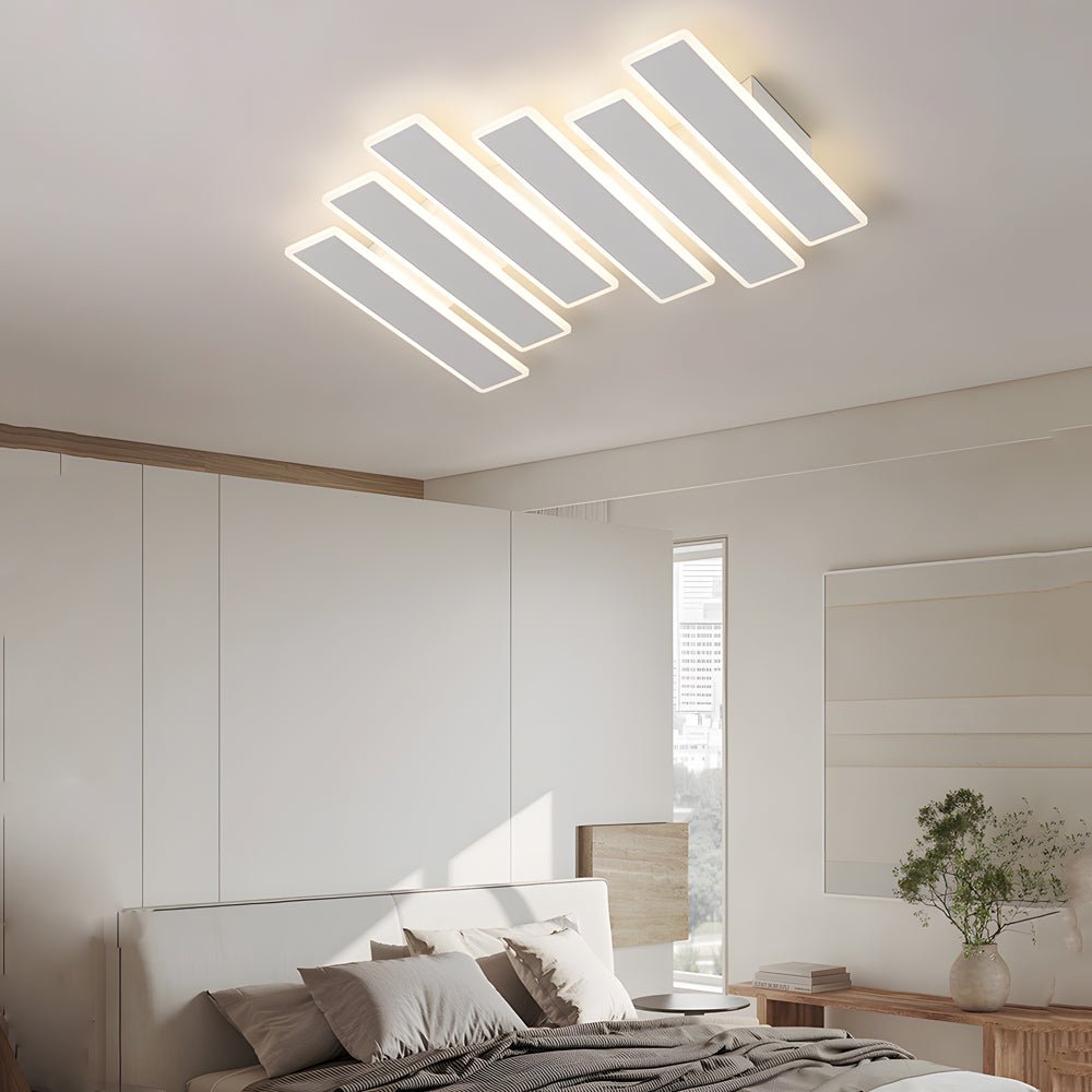 4/6-Light White Metal Line Dimmable LED Ceiling Light