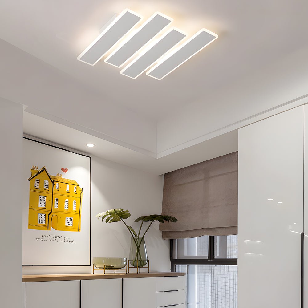 4/6-Light White Metal Line Dimmable LED Ceiling Light
