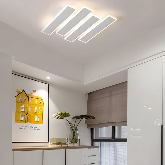4/6-Light White Metal Line Dimmable LED Ceiling Light