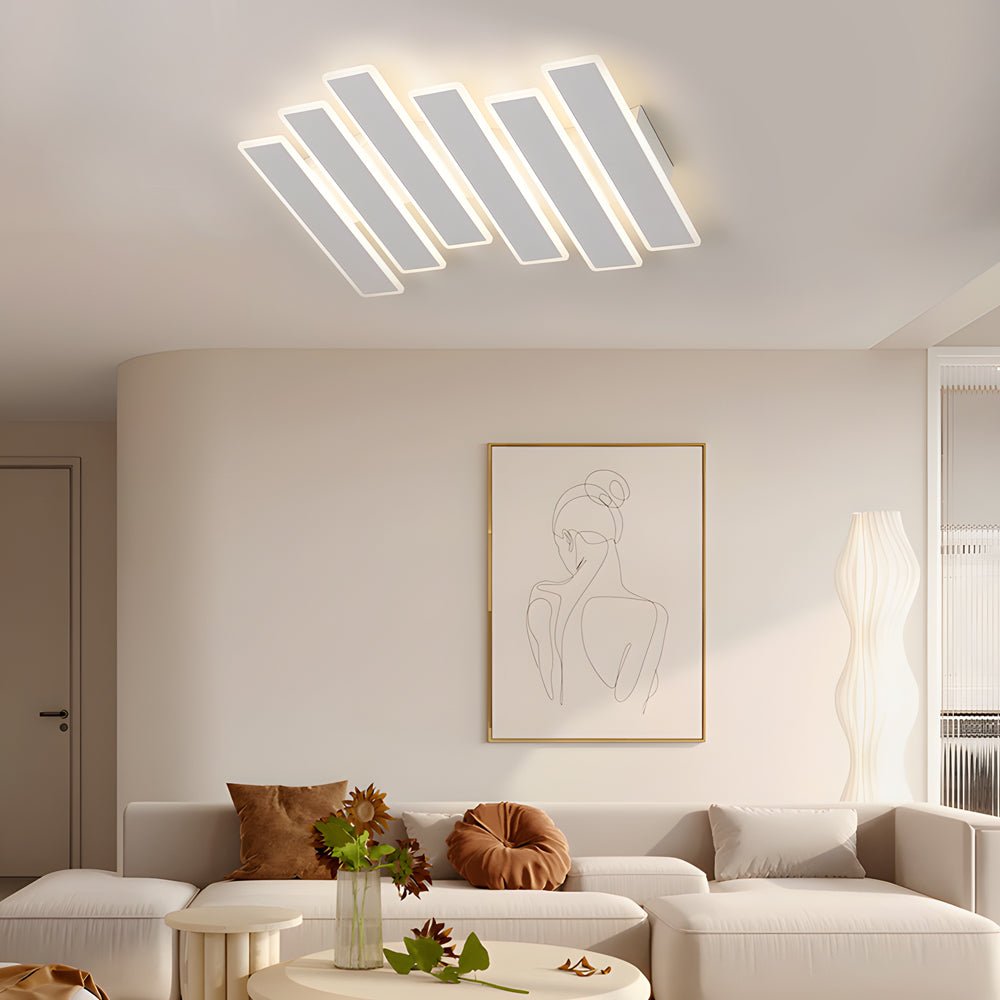 4/6-Light White Metal Line Dimmable LED Ceiling Light