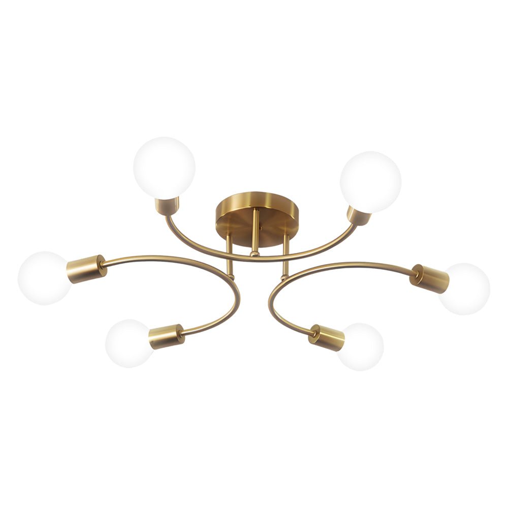 4/6/8 Light Curved Arms White Shade Modern Ceiling Light Fixture
