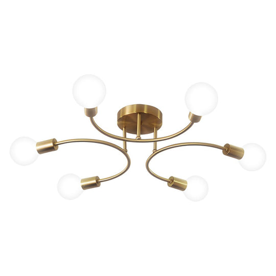 4/6/8 Light Curved Arms White Shade Modern Ceiling Light Fixture