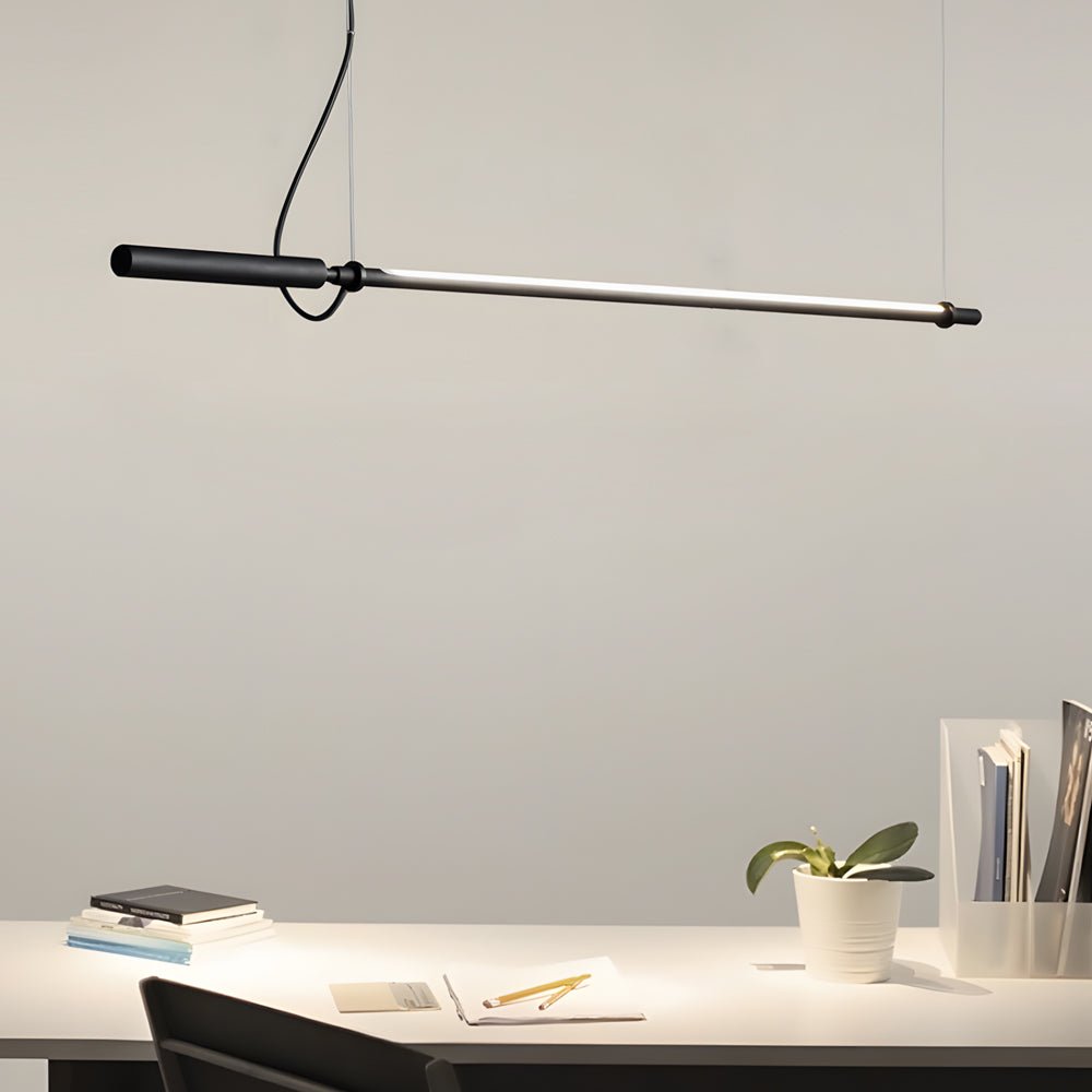Minimalist Black Acrylic Linear LED Pendant Light – 47.2"