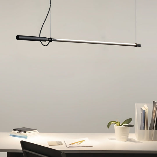 Minimalist Black Acrylic Linear LED Pendant Light – 47.2"