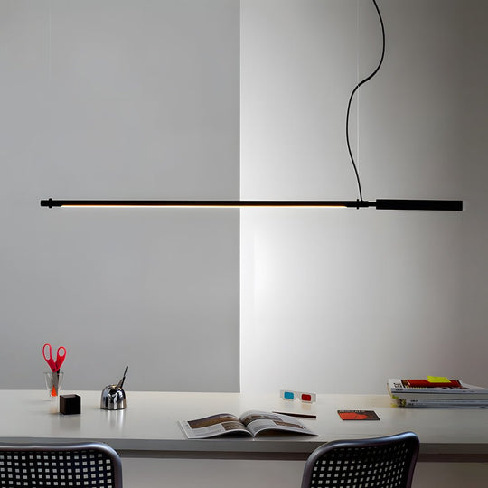 Minimalist Black Acrylic Linear LED Pendant Light – 47.2"