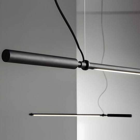 Minimalist Black Acrylic Linear LED Pendant Light – 47.2"