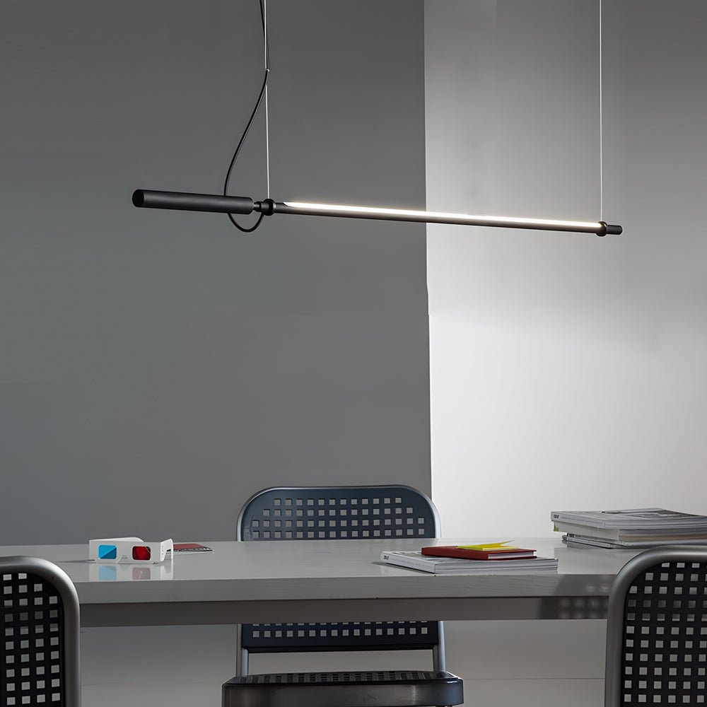 Minimalist Black Acrylic Linear LED Pendant Light – 47.2"