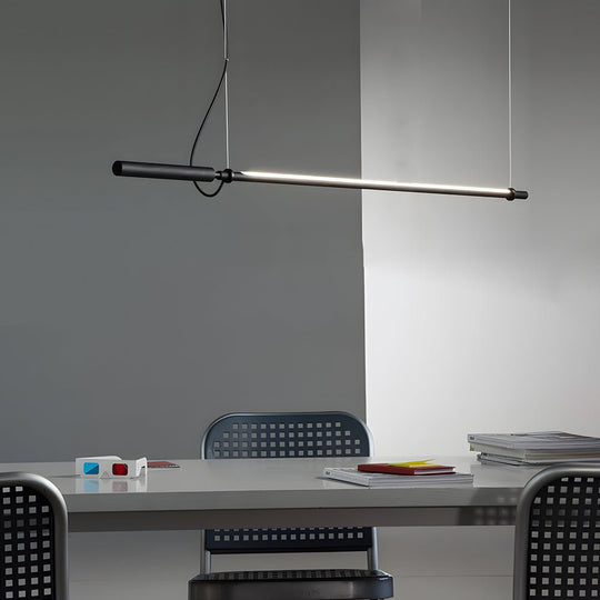 Minimalist Black Acrylic Linear LED Pendant Light – 47.2"