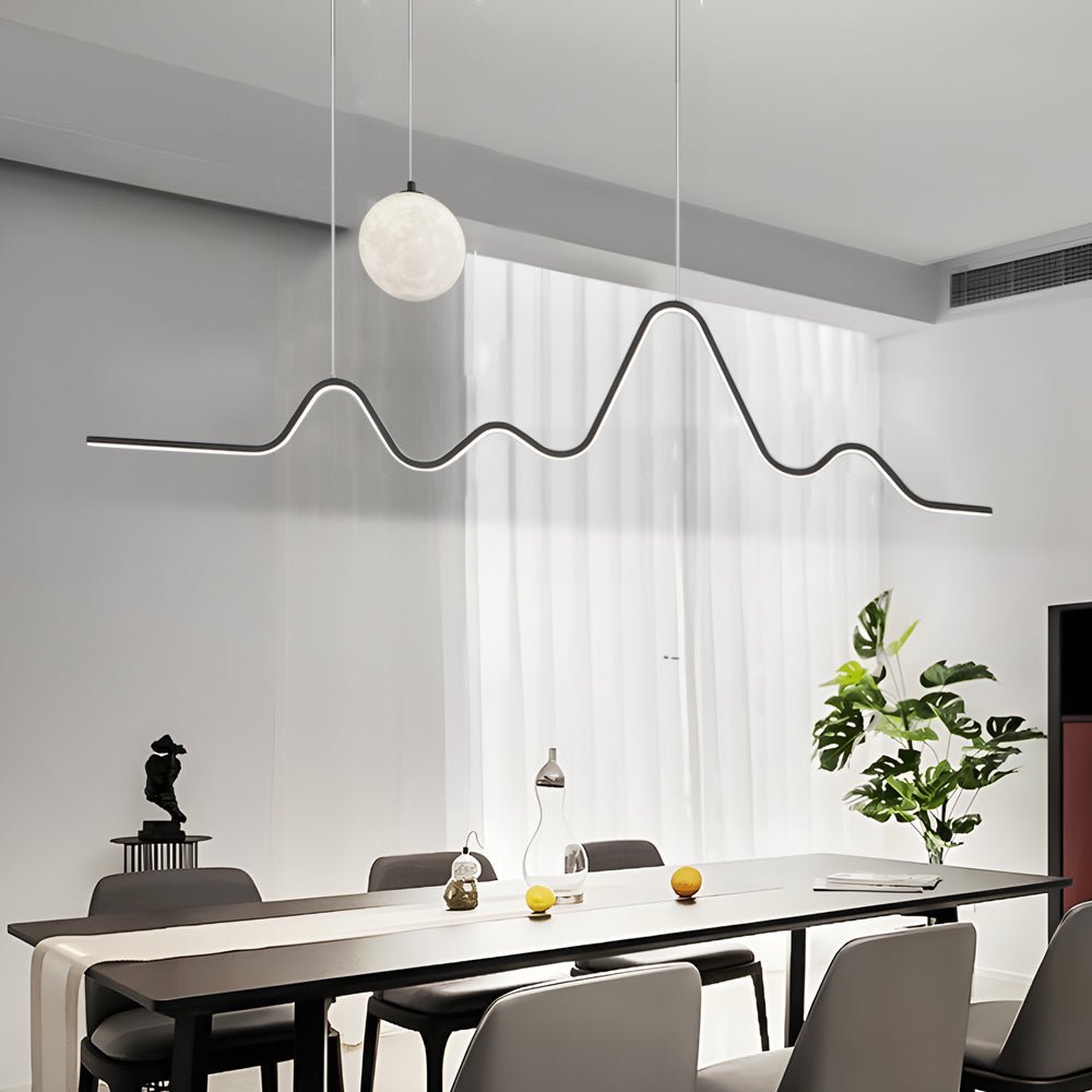 Modern Wavy Linear Moon LED Kitchen Island Pendant Light