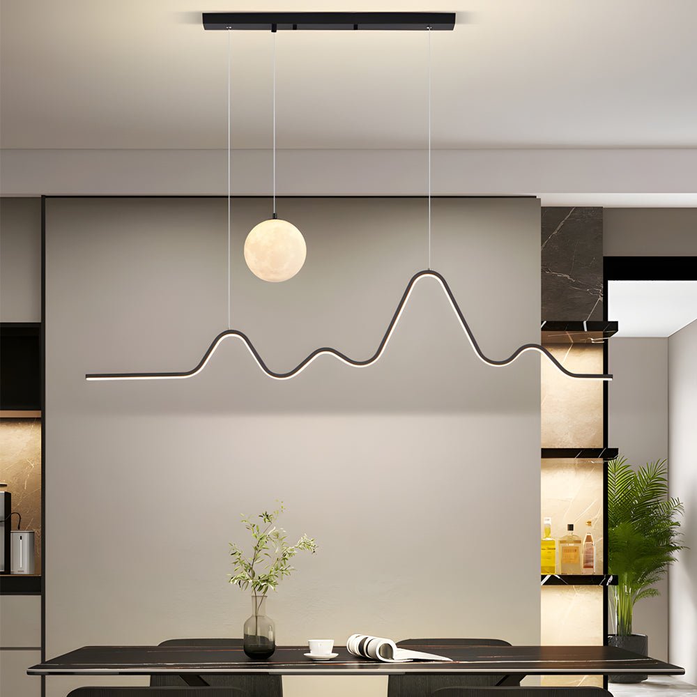 Modern Wavy Linear Moon LED Kitchen Island Pendant Light