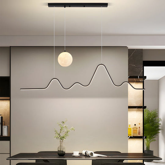 Modern Wavy Linear Moon LED Kitchen Island Pendant Light
