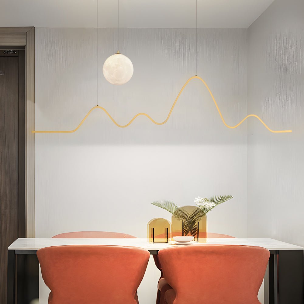 Modern Wavy Linear Moon LED Kitchen Island Pendant Light