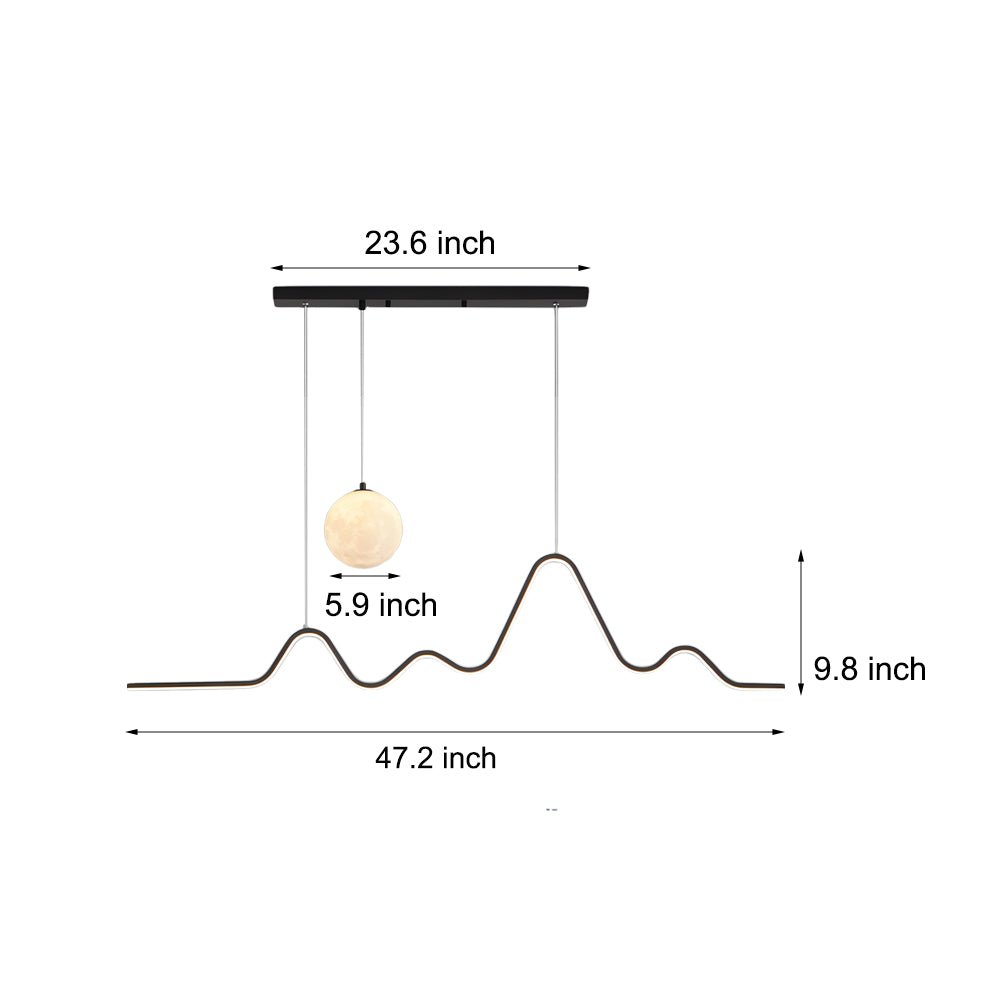 Modern Wavy Linear Moon LED Kitchen Island Pendant Light