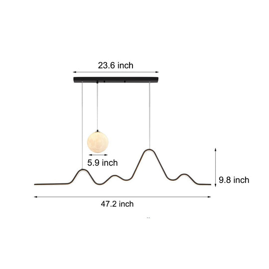 Modern Wavy Linear Moon LED Kitchen Island Pendant Light