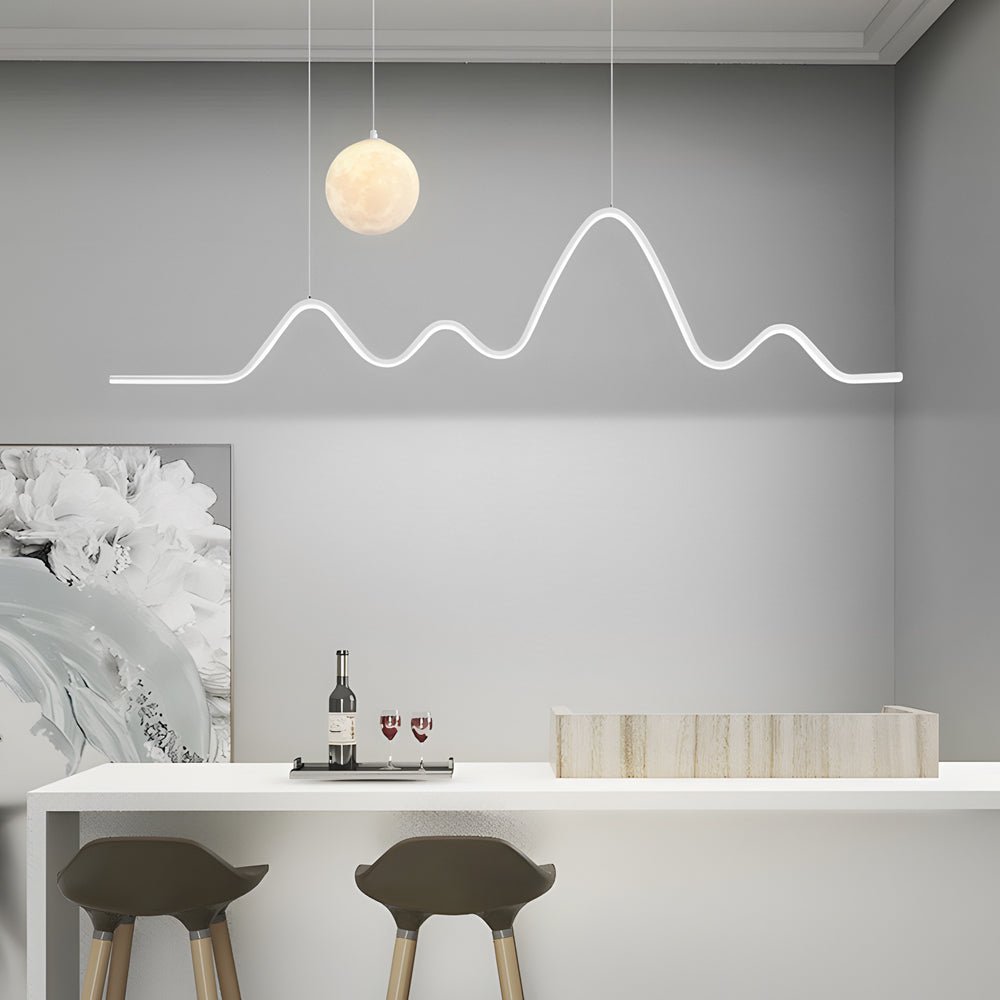 Modern Wavy Linear Moon LED Kitchen Island Pendant Light