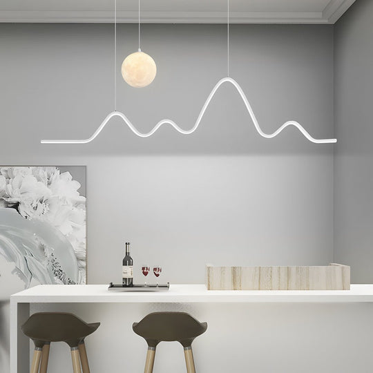 Modern Wavy Linear Moon LED Kitchen Island Pendant Light