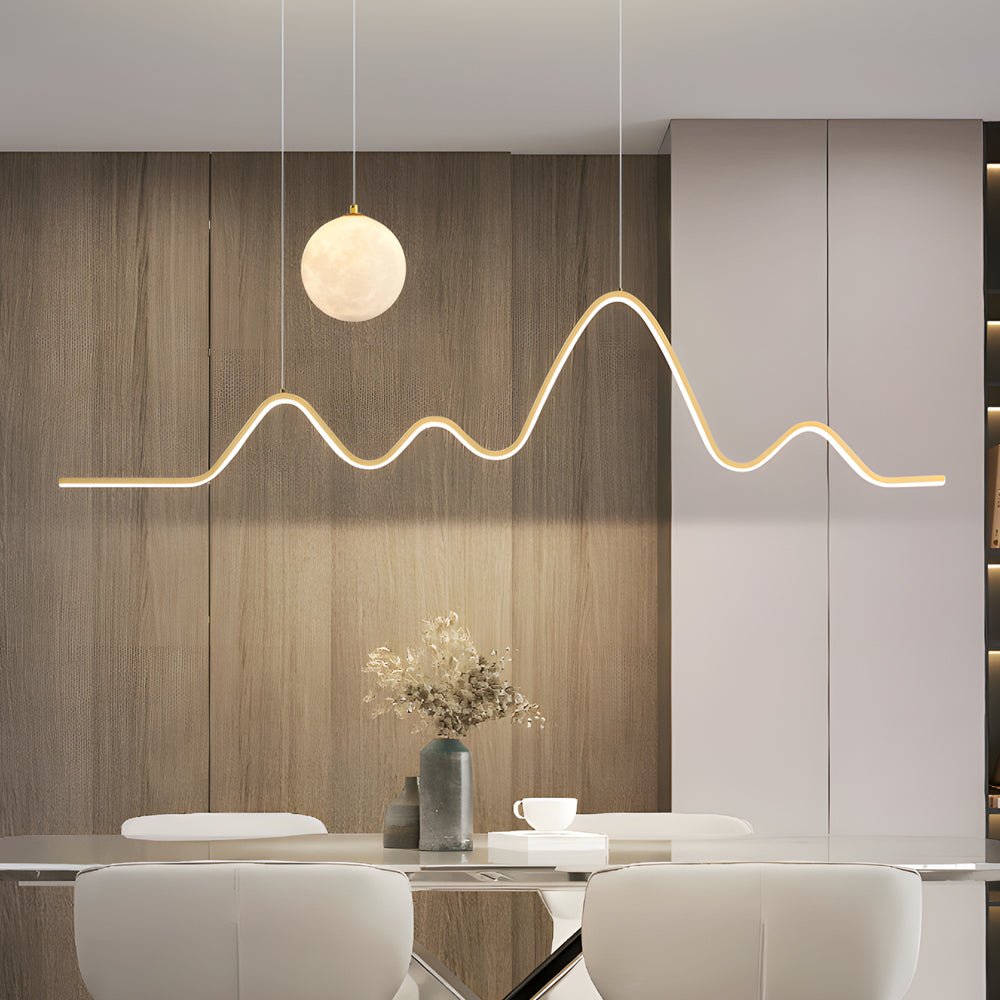 Modern Wavy Linear Moon LED Kitchen Island Pendant Light