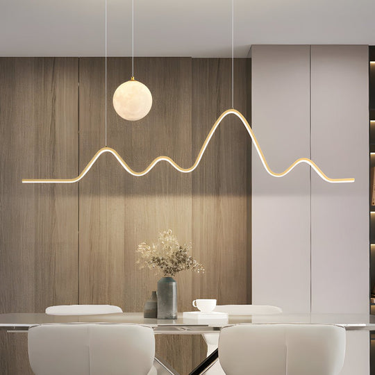 Modern Wavy Linear Moon LED Kitchen Island Pendant Light