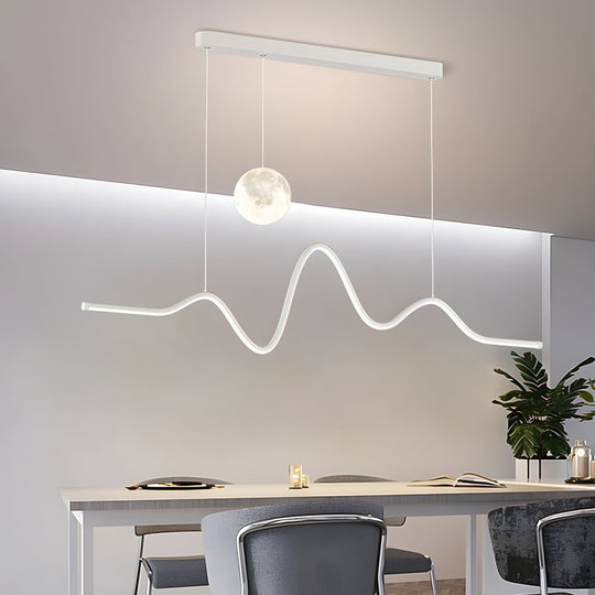 Modern Wavy Linear Moon LED Kitchen Island Pendant Light