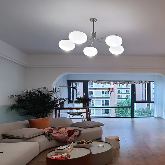 5 Lights Glass Three Step Dimming LED Nordic Chandelier