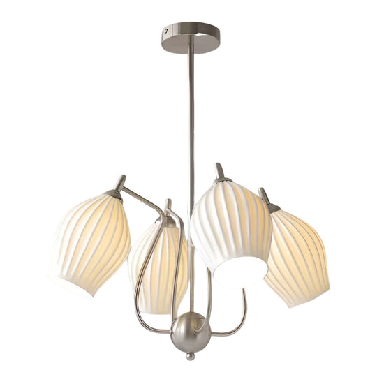 4 Lights Ceramic Flower-Shaped Warm Light Modern Ceiling Light
