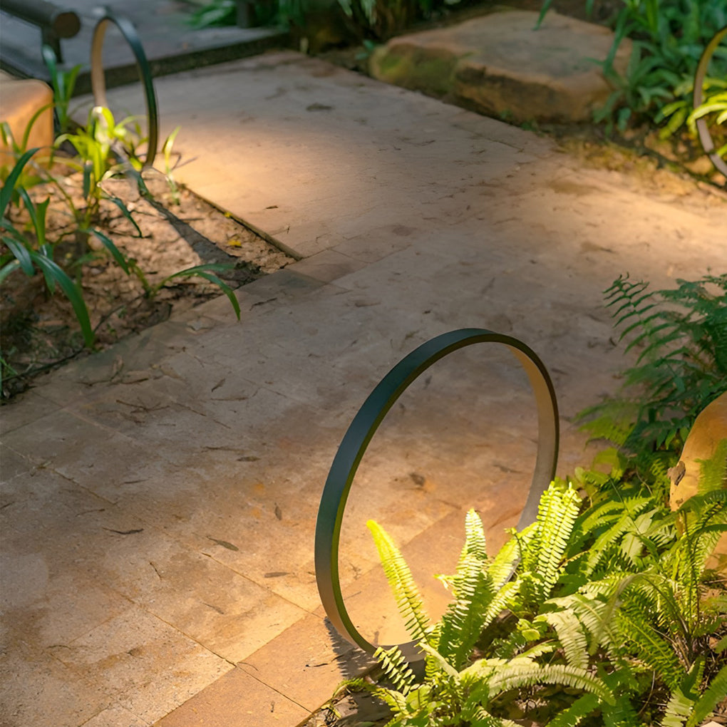 Elegant Circular COB LED Pathway Light Modern Black Ring Design