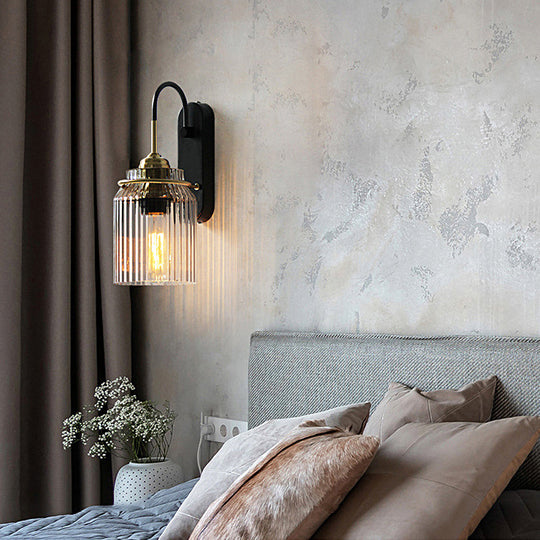 Round Funnel Wavy Glass Shade LED Modern Wall Lamp