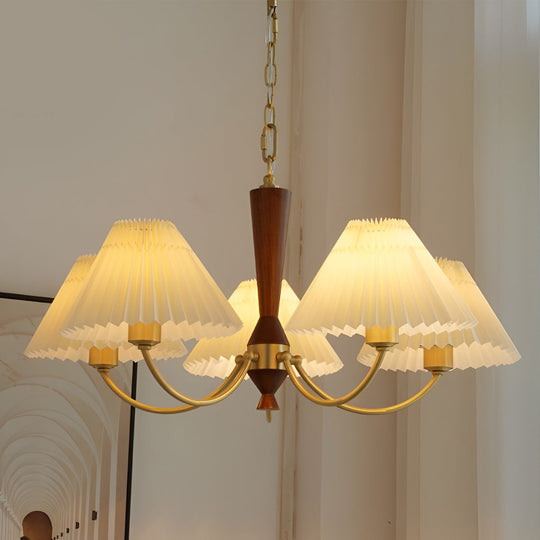 3 Lights Pleated Lampshade 12W LED Nordic Chandelier