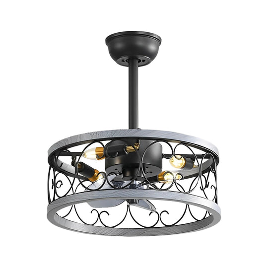 Retro Rustic Bladeless Ceiling Fan Light with Remote