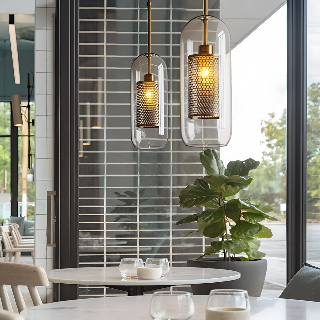 Minimalist Round Glass LED Industrial Pendant Light