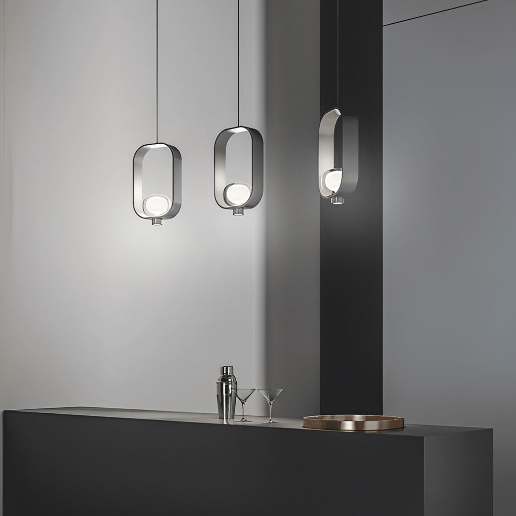Rounded Rectangular Creative Electroplated Iron Glass Nordic Pendant Light