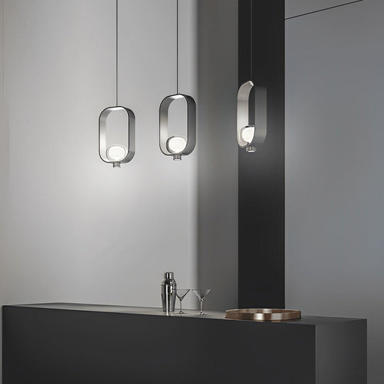Rounded Rectangular Creative Electroplated Iron Glass Nordic Pendant Light
