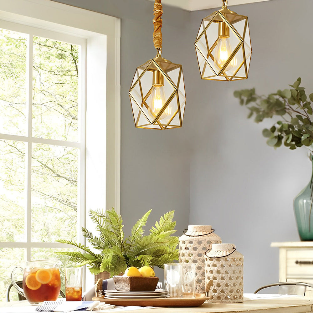 Retro Glass Copper Personality Industrial Style Small Chandelier