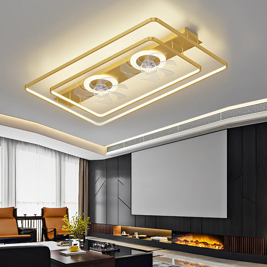 Rectangular LED Dual-Fan Nordic Bladeless Ceiling Fan